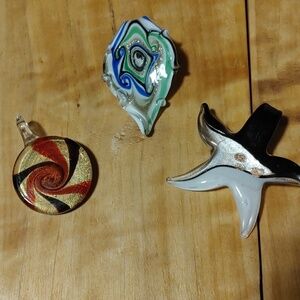 🇨🇦3 For $20🇨🇦Three Glass Pendants all with touches of Gold Tones